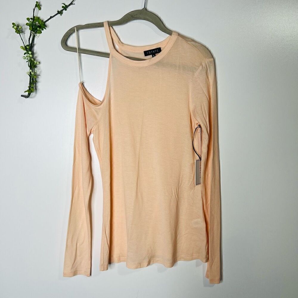 1. State Peachy Pink Single Cold Shoulder Lyocell Long Sleeve Shirt Top NWT!